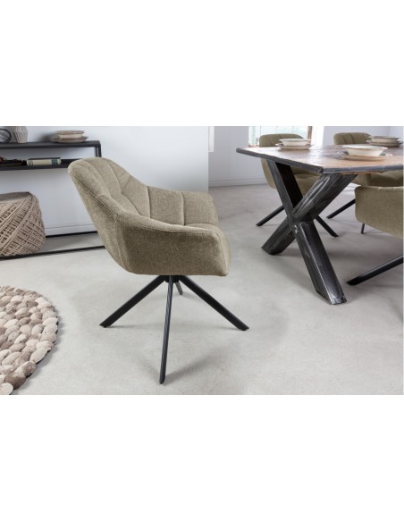 Chaise pivotante PAPILLON brun clair surpiqûres noires