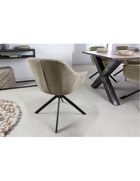 Chaise pivotante PAPILLON brun clair surpiqûres noires