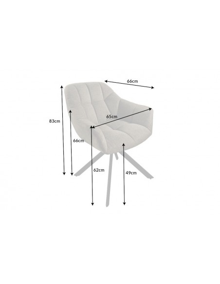 Chaise pivotante PAPILLON brun clair surpiqûres noires