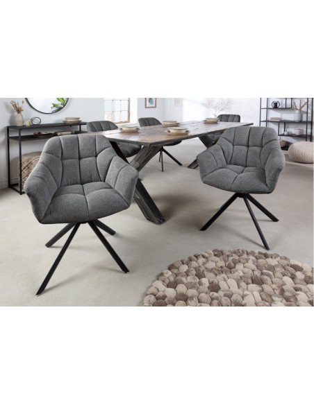 Chaise pivotante PAPILLON gris foncé surpiqûres noires