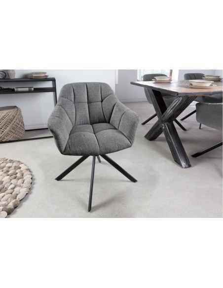 Chaise pivotante PAPILLON gris foncé surpiqûres noires