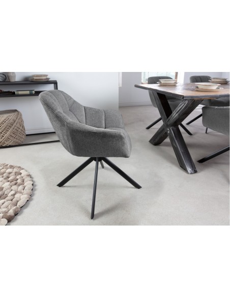 Chaise pivotante PAPILLON gris foncé surpiqûres noires