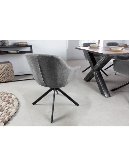 Chaise pivotante PAPILLON gris foncé surpiqûres noires