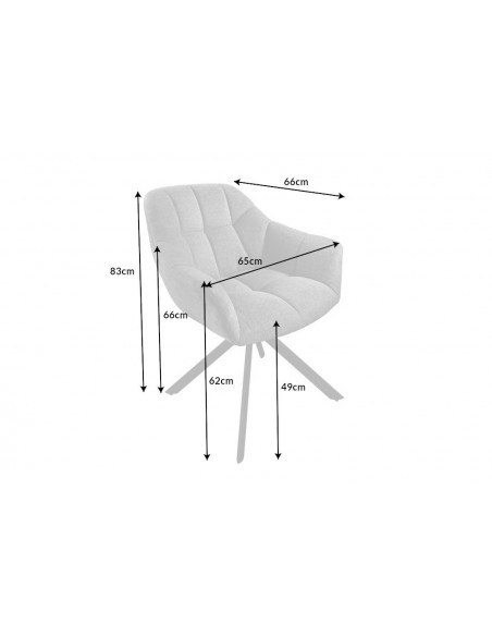 Chaise pivotante PAPILLON gris foncé surpiqûres noires