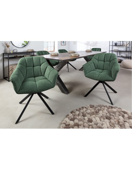 Chaise pivotante PAPILLON vert foncé surpiq?re noire