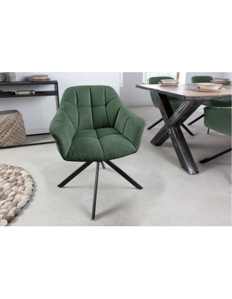 Chaise pivotante PAPILLON vert foncé surpiq?re noire