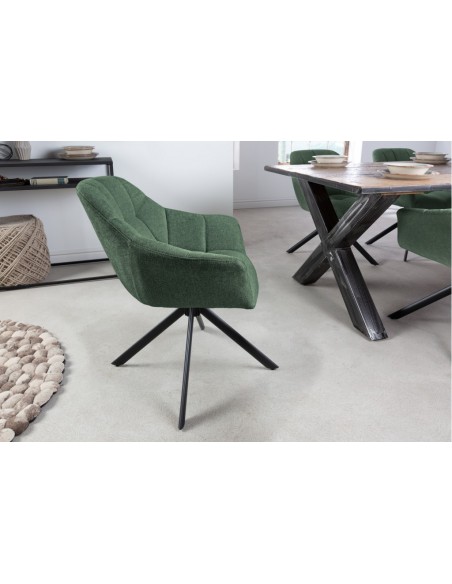 Chaise pivotante PAPILLON vert foncé surpiq?re noire