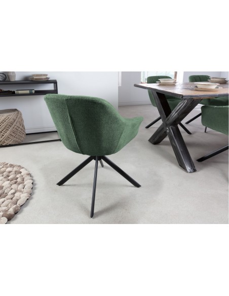 Chaise pivotante PAPILLON vert foncé surpiq?re noire