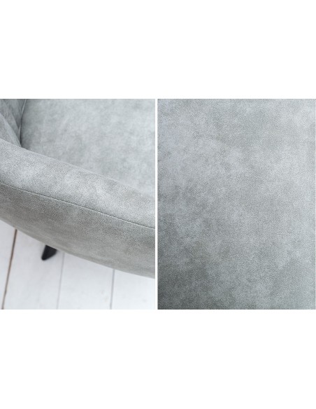 Chaise rétro design LUCCA pierre grise avec surpiqûres style industriel