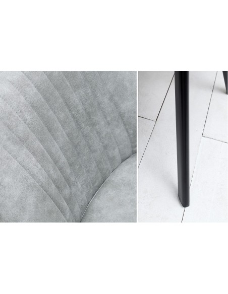 Chaise rétro design LUCCA pierre grise avec surpiqûres style industriel