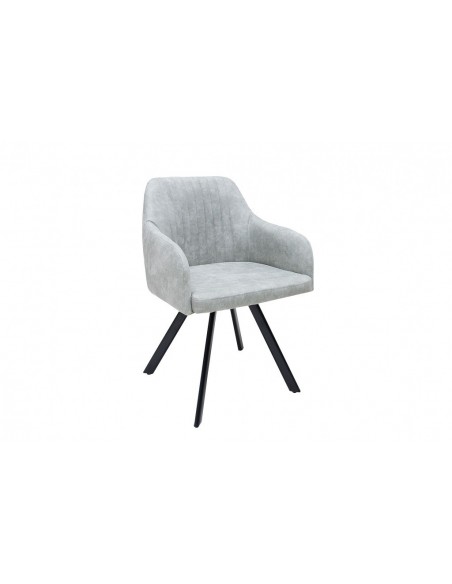 Chaise rétro design LUCCA pierre grise avec surpiqûres style industriel