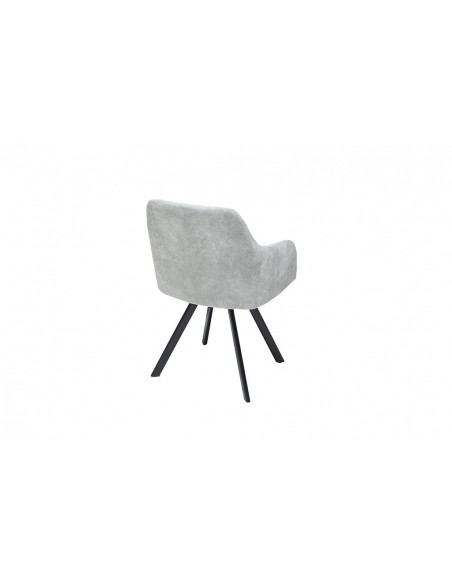 Chaise rétro design LUCCA pierre grise avec surpiqûres style industriel