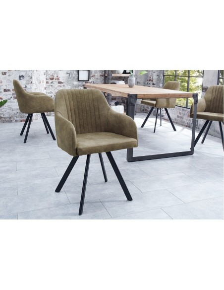 Chaise rétro design LUCCA taupe antique avec surpiqûres style industriel
