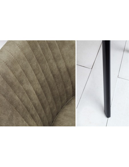 Chaise rétro design LUCCA taupe antique avec surpiqûres style industriel