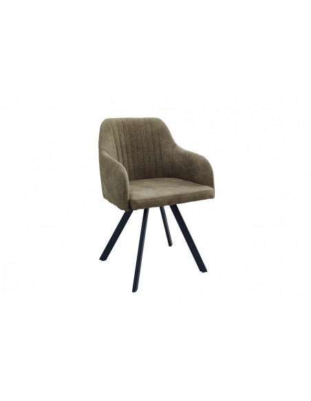 Chaise rétro design LUCCA taupe antique avec surpiqûres style industriel