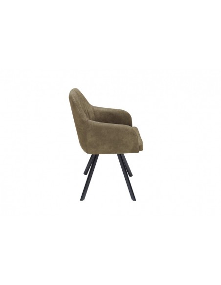 Chaise rétro design LUCCA taupe antique avec surpiqûres style industriel