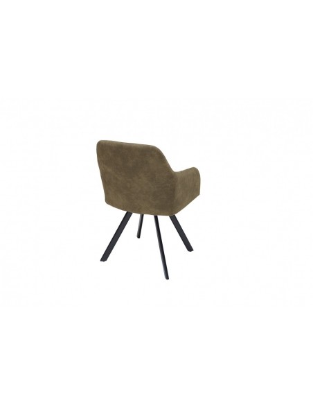 Chaise rétro design LUCCA taupe antique avec surpiqûres style industriel