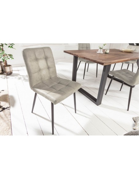 Chaise rétro design MODENA pierre grise avec piq?res décoratives