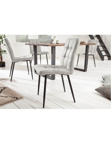 Chaise rétro design MODENA pierre grise avec piq?res décoratives