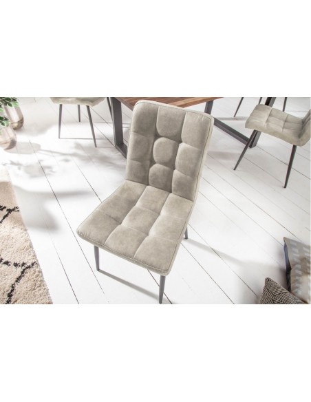 Chaise rétro design MODENA pierre grise avec piq?res décoratives