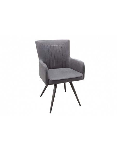 Chaise rétro design ROADSTER gris antique avec accoudoirs et ressorts