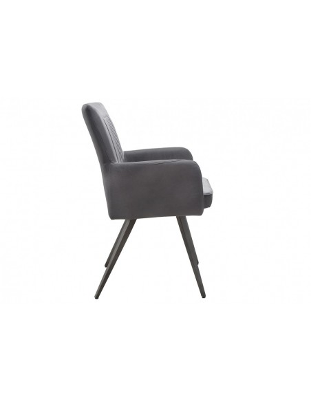 Chaise rétro design ROADSTER gris antique avec accoudoirs et ressorts