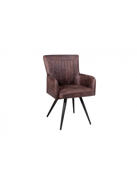Chaise rétro design ROADSTER marron antique avec accoudoirs