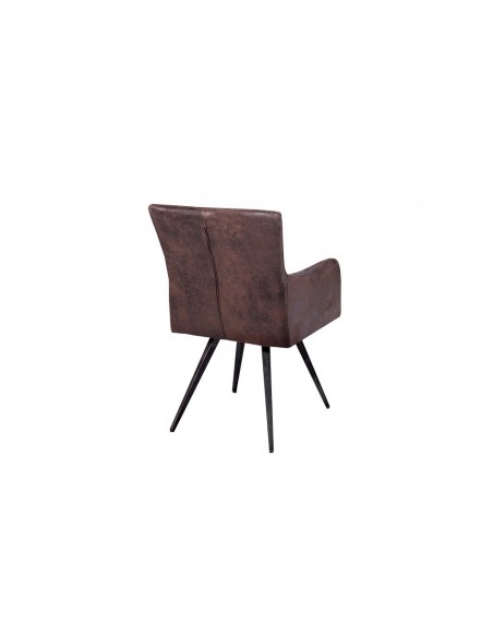 Chaise rétro design ROADSTER marron antique avec accoudoirs