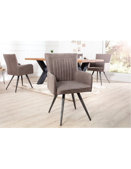 Chaise rétro design ROADSTER rétro gris taupe antique avec accoudoirs