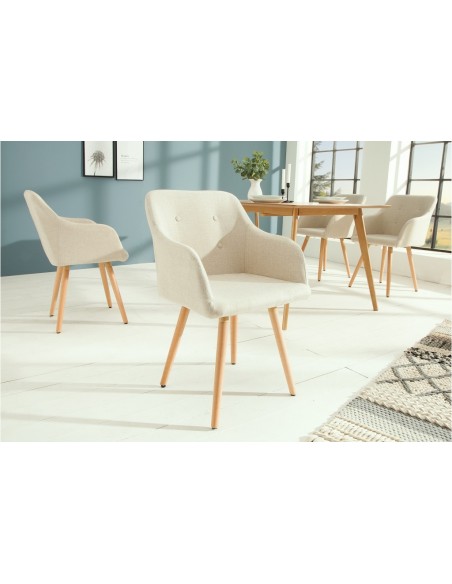 Chaise rétro design SCANDINAVIA MEISTERST?CK beige avec accoudoirs