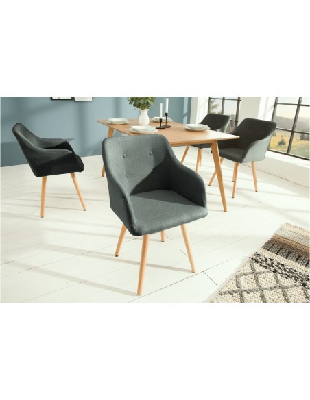 Chaise rétro design SCANDINAVIA MEISTERST?CK grise avec accoudoirs