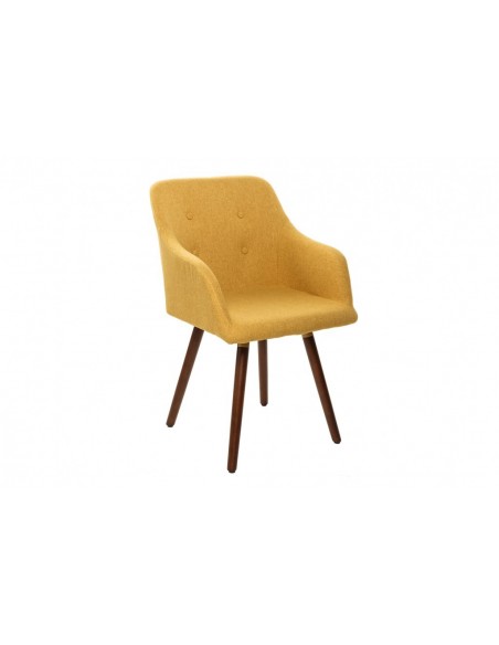 Chaise rétro design SCANDINAVIA MEISTERST?CK jaune moutarde avec accoudoirs