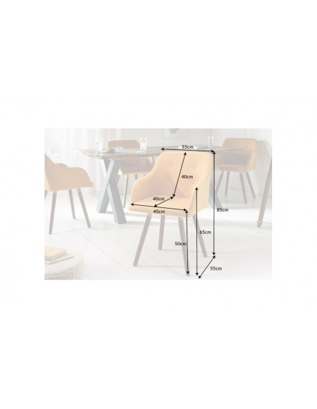 Chaise rétro design SCANDINAVIA MEISTERST?CK jaune moutarde avec accoudoirs