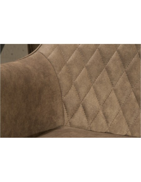 Chaise rétro PALERMO taupe avec accoudoirs et surpiqûres décoratives