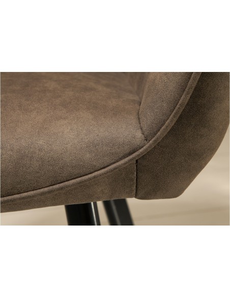 Chaise rétro PALERMO taupe avec accoudoirs et surpiqûres décoratives