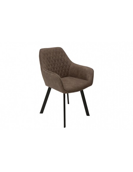 Chaise rétro PALERMO taupe avec accoudoirs et surpiqûres décoratives