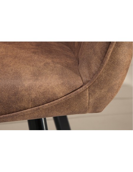 Chaise rétro PALERMO vintage marron clair avec accoudoirs et surpiqûres décoratives