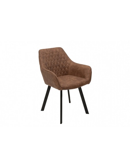 Chaise rétro PALERMO vintage marron clair avec accoudoirs et surpiqûres décoratives