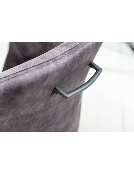 Chaise rétro pivotante ETERNITY gris velours avec poign?e confort