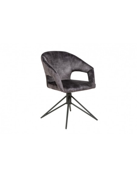 Chaise rétro pivotante ETERNITY gris velours avec poign?e confort