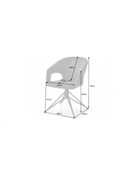 Chaise rétro pivotante ETERNITY gris velours avec poign?e confort