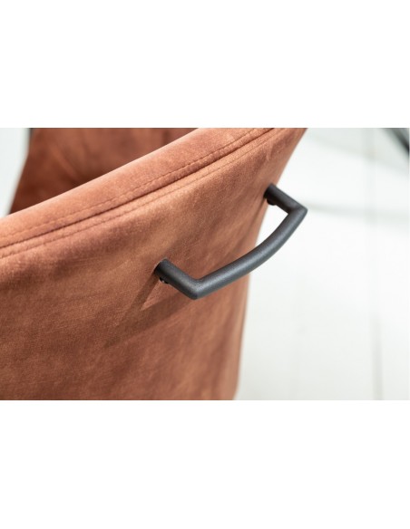 Chaise rétro pivotante ETERNITY marron velours avec poign?e confort