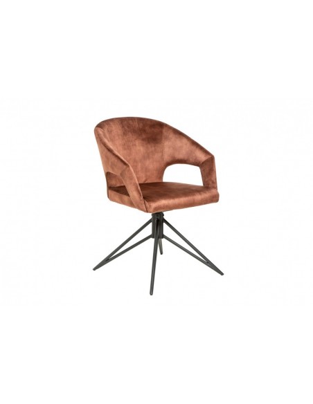 Chaise rétro pivotante ETERNITY marron velours avec poign?e confort