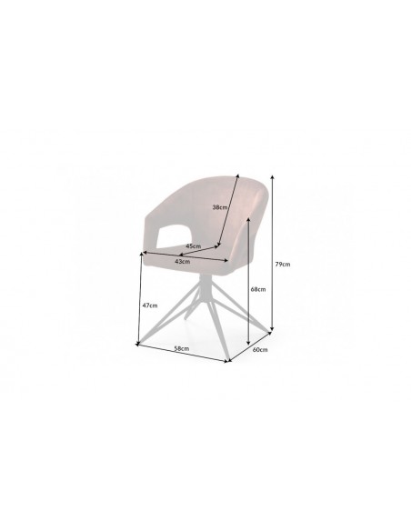 Chaise rétro pivotante ETERNITY marron velours avec poign?e confort
