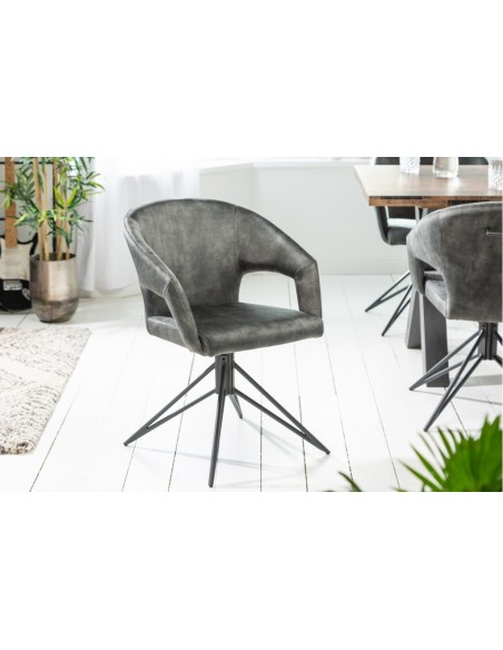 Chaise rétro pivotante ETERNITY vert foncé velours avec poign?e confort