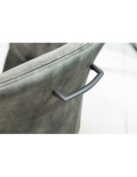 Chaise rétro pivotante ETERNITY vert foncé velours avec poign?e confort