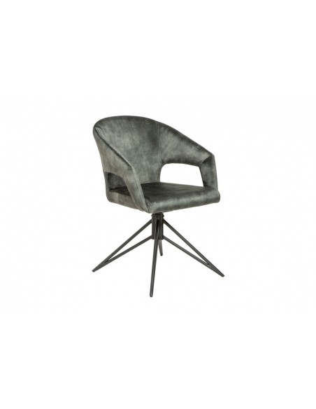 Chaise rétro pivotante ETERNITY vert foncé velours avec poign?e confort