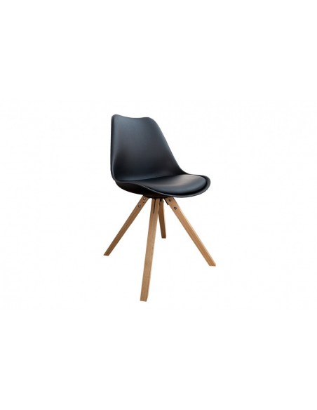 Chaise rétro SCANDINAVIA MEISTERST?CK noir pieds en bois massif