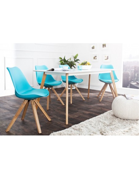 Chaise rétro SCANDINAVIA MEISTERST?CK turquoise avec pieds en bois massif