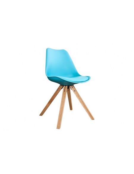 Chaise rétro SCANDINAVIA MEISTERST?CK turquoise avec pieds en bois massif